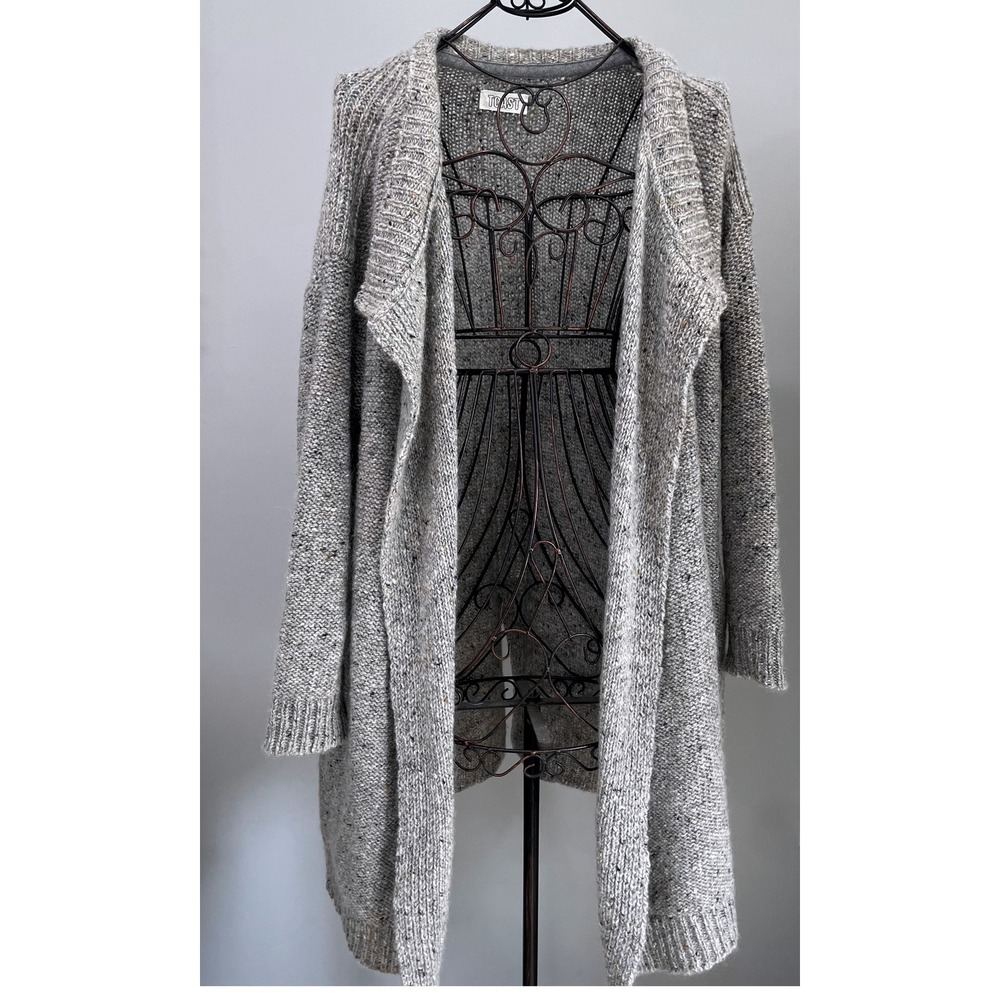 Toast Wool Mohair Knitwear Cardigan Coat Duster Grey COFAA Sz M Longline Chunky